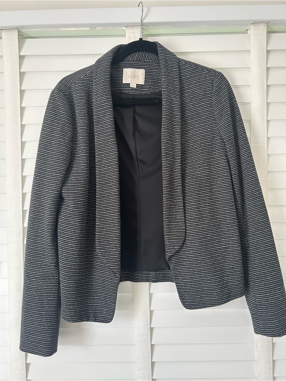 LOFT Blazer Gray Striped Medium